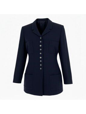 Chanel Boutique Navy Wool Tailored Jacket